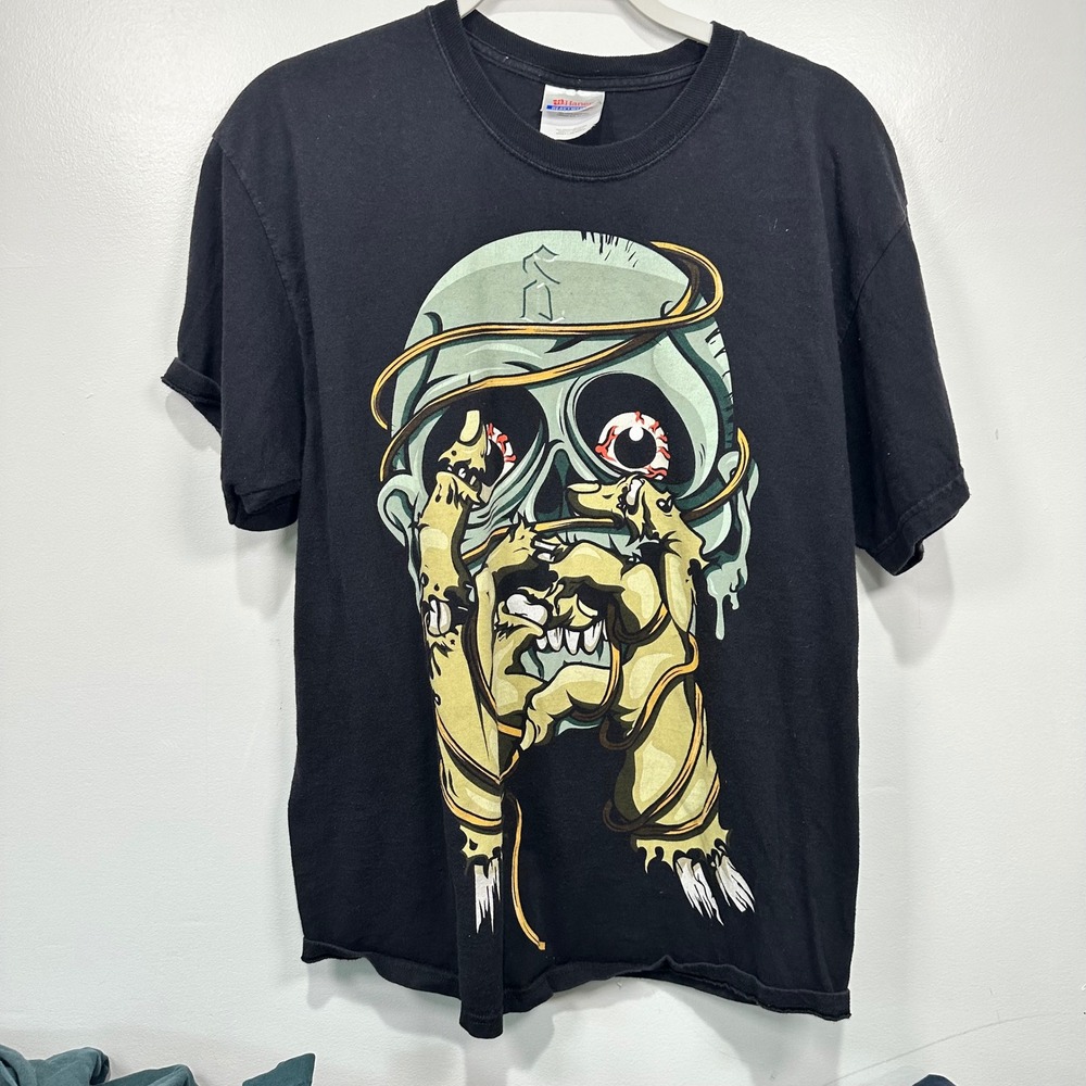 VTG Shinedown Zombie Skull Graphic Band Print T Shirt Black Horror